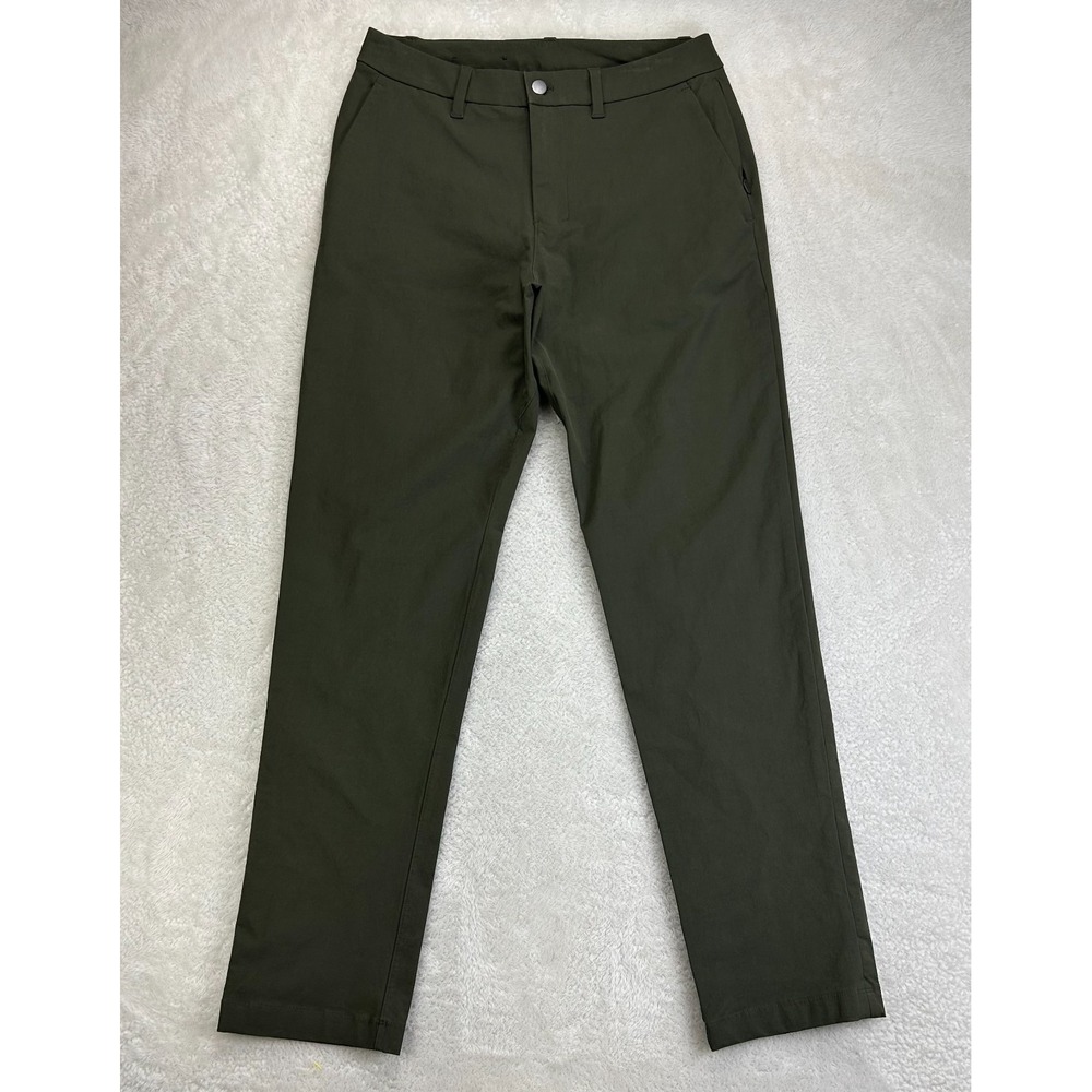 Lululemon Commission Chino Pants Mens 30 Olive Green Flat Front Classic Mid Rise